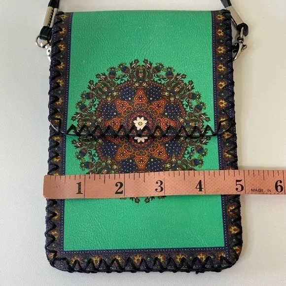 NEW Nasturtium Art of Living Kaleidoscope Vegan Leather Crossbody Phone Bag - Picture 9 of 10
